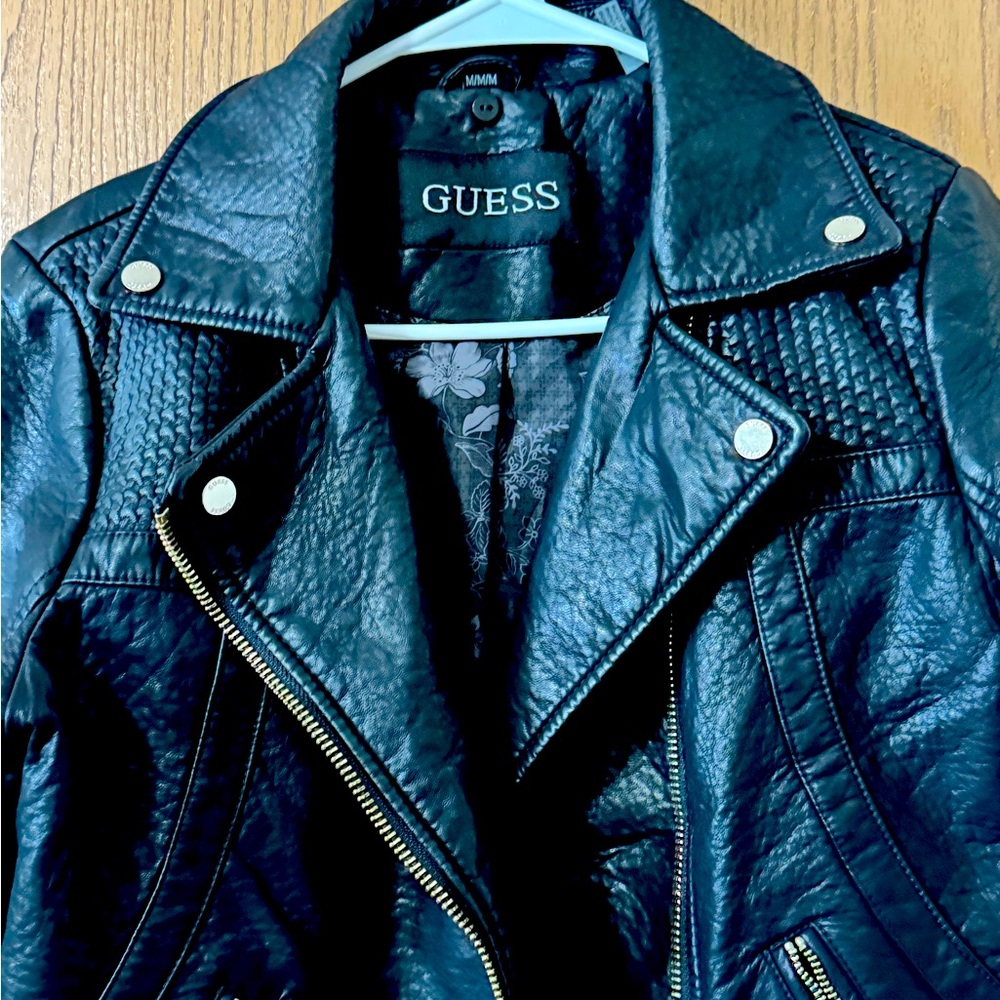 Guess leather jacket women Size M